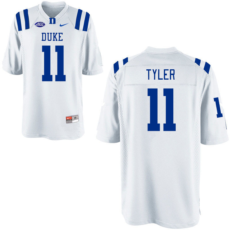 Men #11 Chase Tyler Duke Blue Devils College Football Jerseys Stitched-White